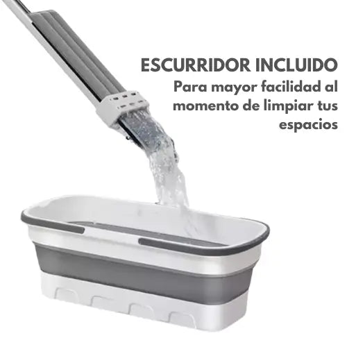 UltraMop | Trapero absorbente 360º con escurridor + Balde plegable