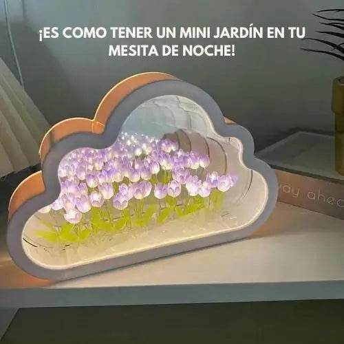 TulipGlow | Lámpara-espejo nube de tulipanes