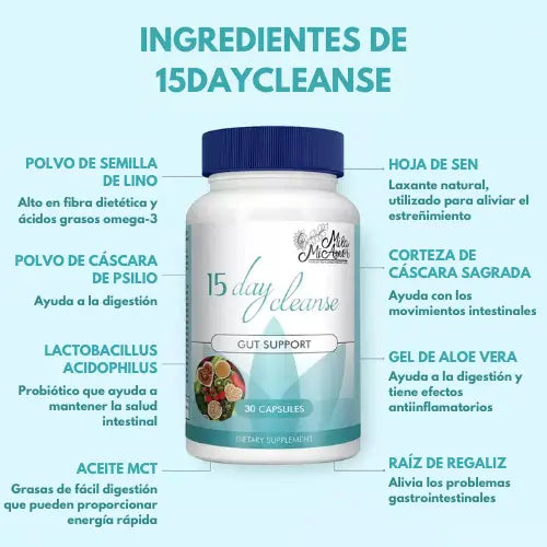 15DayCleanse | Détox limpieza estomacal completa x 30 cápsulas