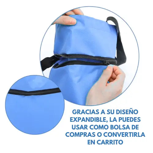 Roll&Go | Bolsa de mercado expansible con ruedas, 3 en 1