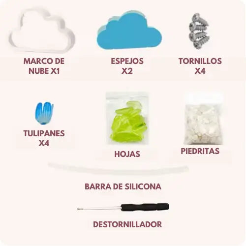 TulipGlow | Lámpara-espejo nube de tulipanes