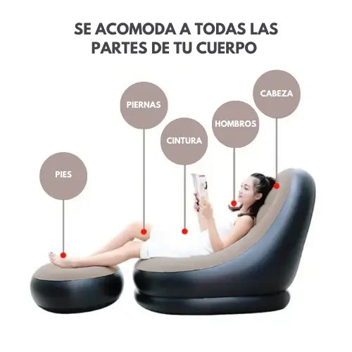 AirPuff | Sofá inflable con almohadilla para pies