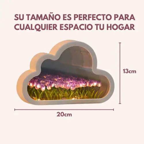 TulipGlow | Lámpara-espejo nube de tulipanes