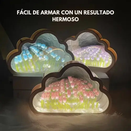 TulipGlow | Lámpara-espejo nube de tulipanes
