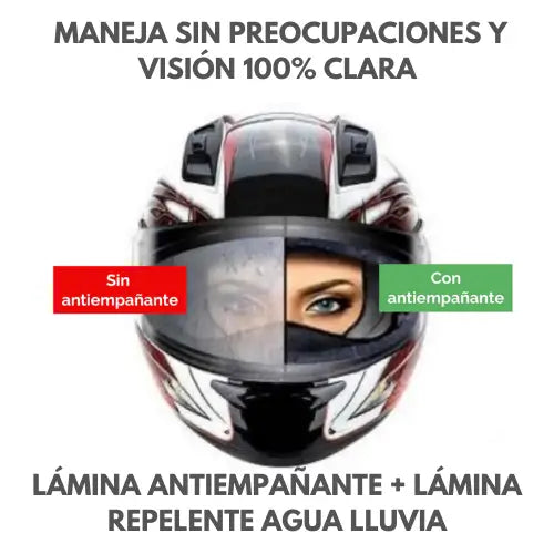 UltraView| COMBO lámina antiempañante + lámina repelente de lluvia