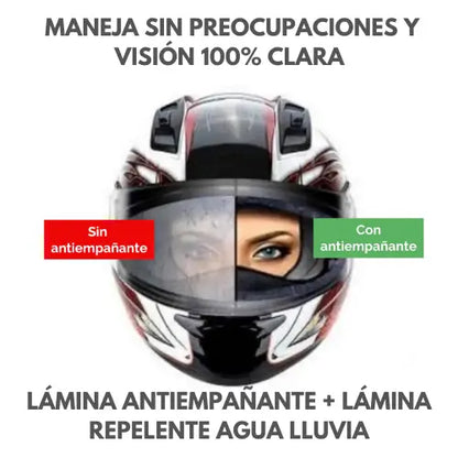 UltraView| COMBO lámina antiempañante + lámina repelente de lluvia