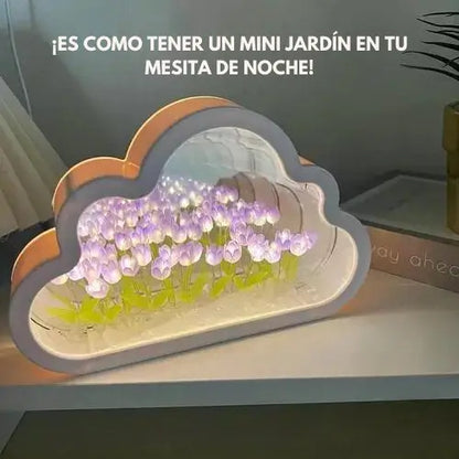 TulipGlow | Lámpara-espejo nube de tulipanes