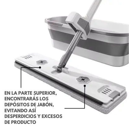 UltraMop | Trapero absorbente 360º con escurridor + Balde plegable